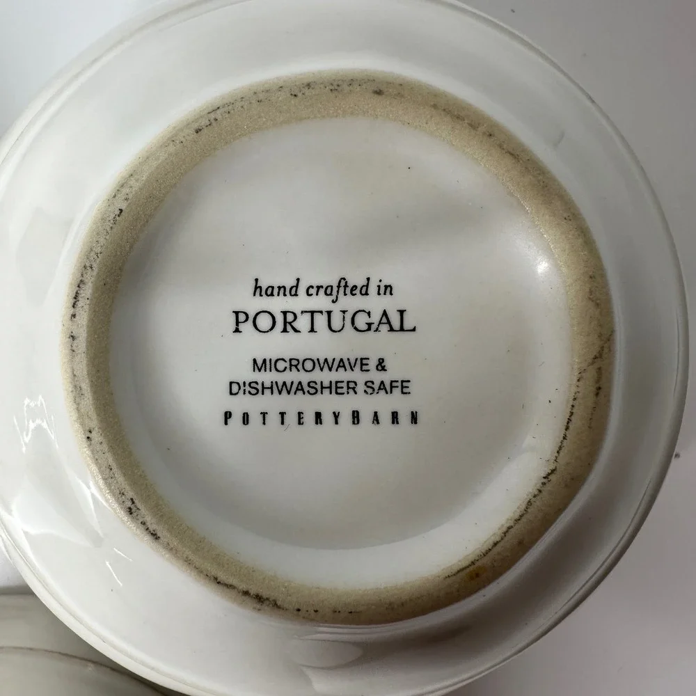 Set of 3 Pottery Barn Cambria Cereal Soup Bowls Stone Off White Portugal 6